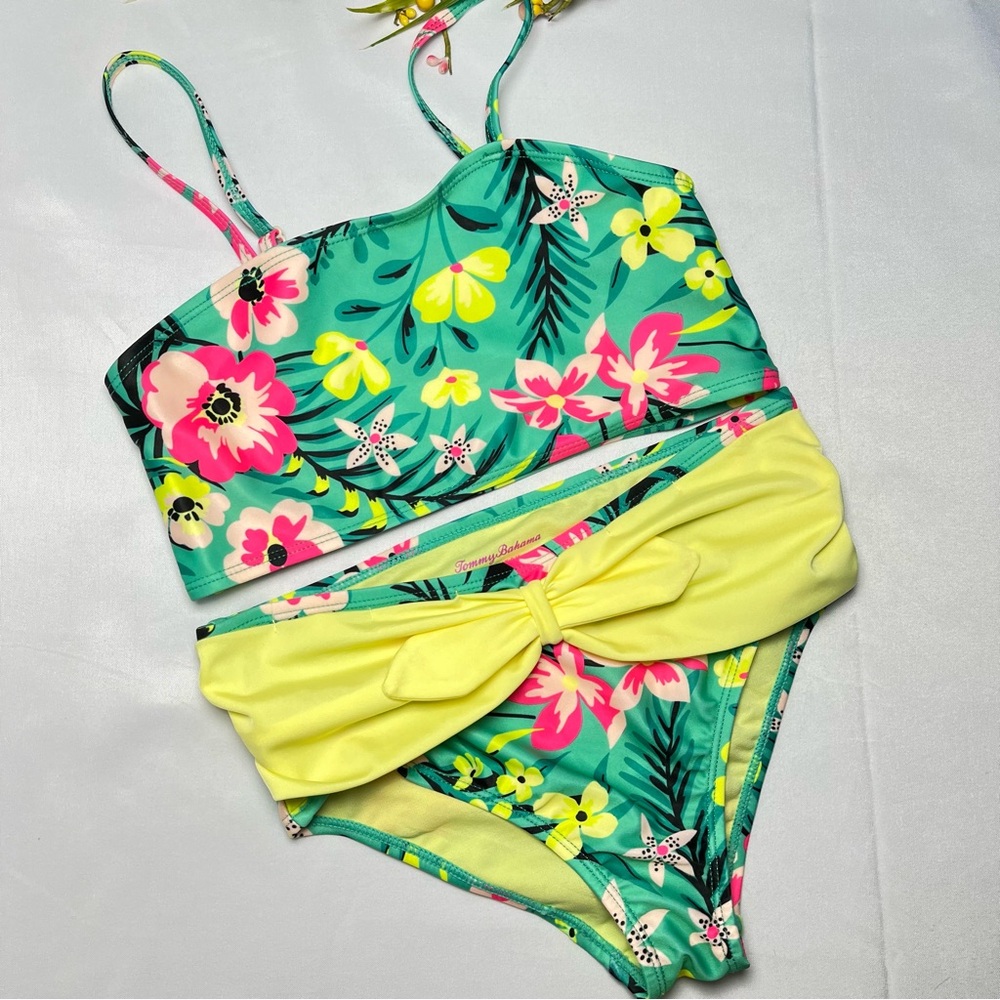 Tommy Bahama Girl Tropical Rashguard & Bikini 3pc Swimsuit Set Size 10